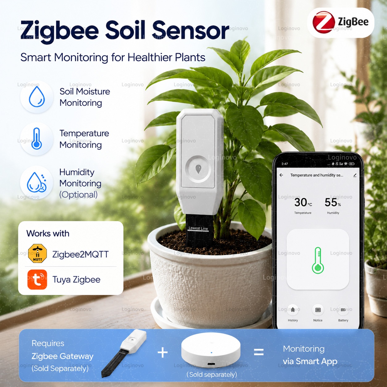 Home Automation Technology - Tuya Zigbee Soil Moisture Tester Temperature