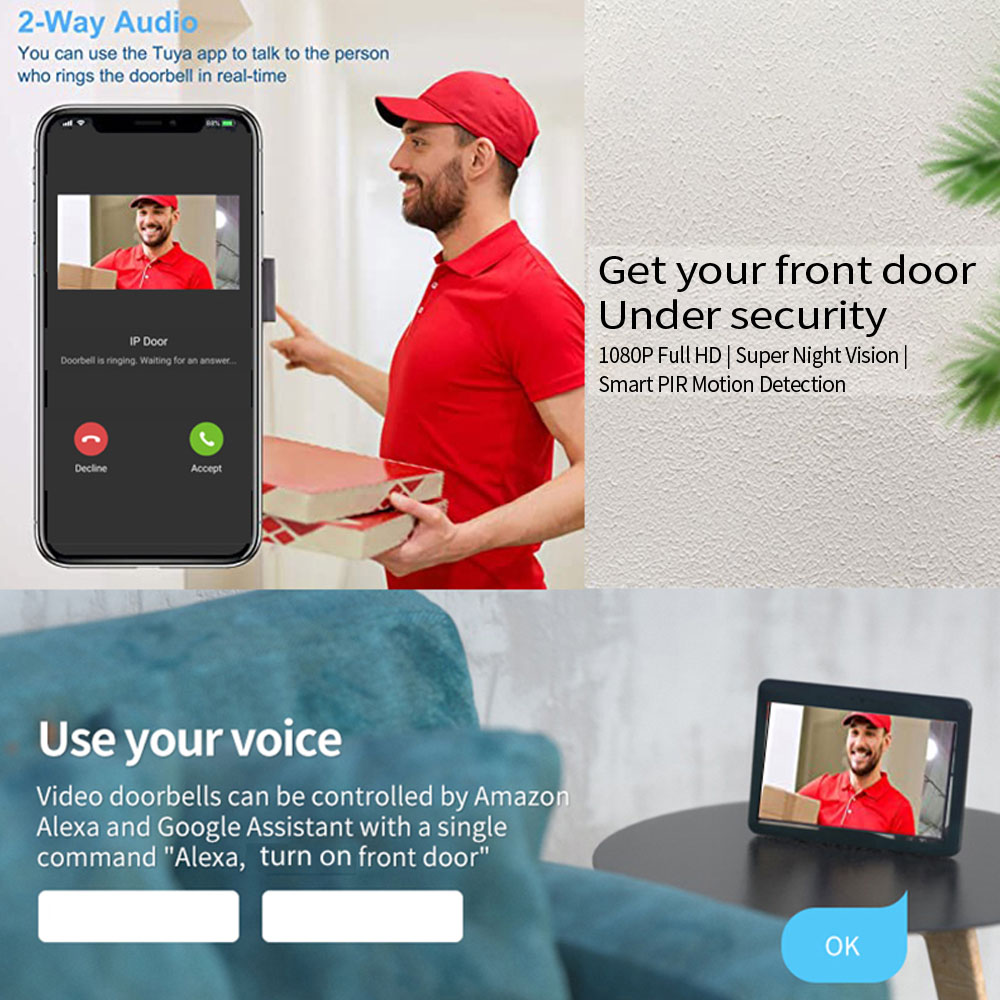 1080P 7 Inch WiFi Video Interc - огляд і ціна Smart Doorbell Wired